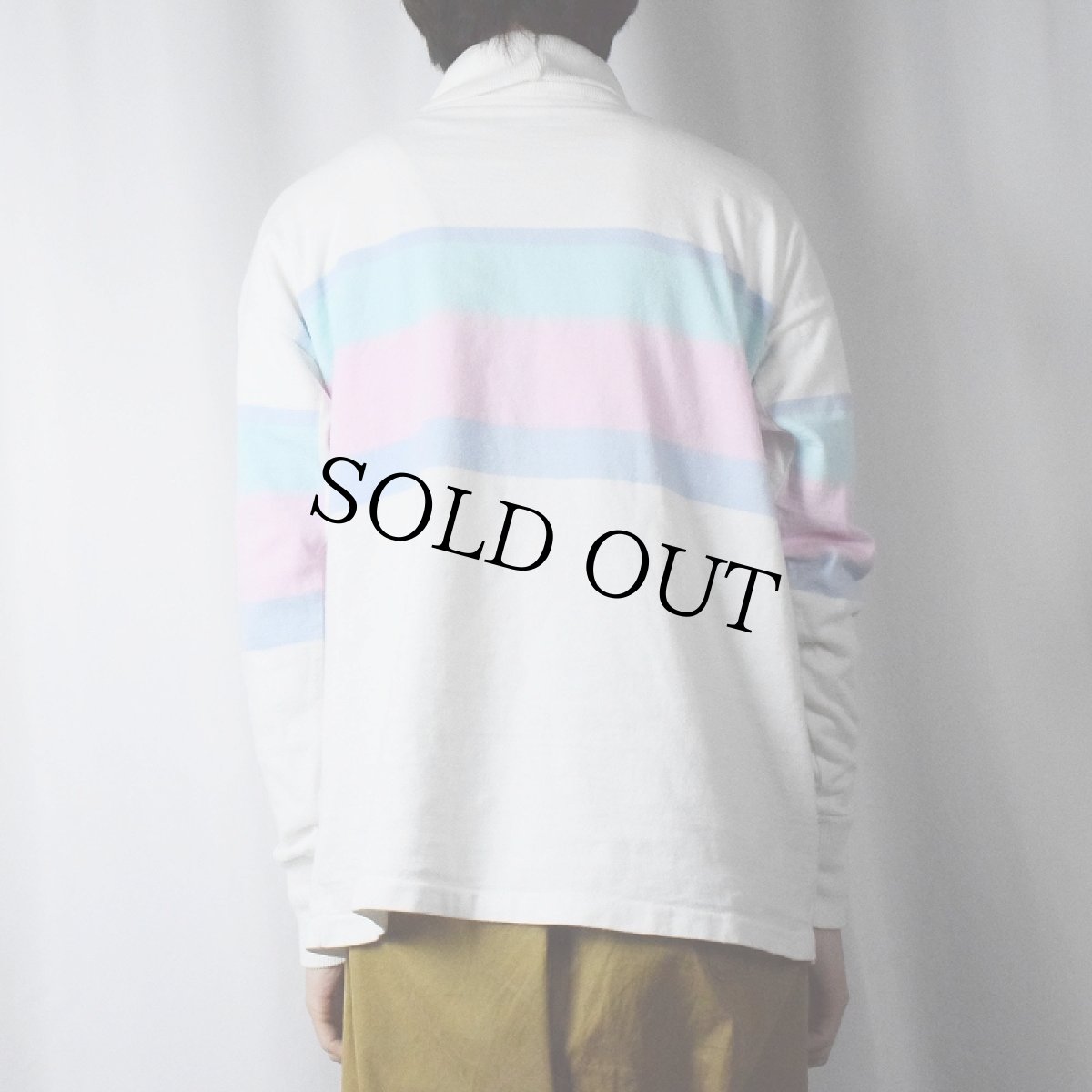 画像3: 80〜90's L.L.Bean マルチボーダー柄 タートルネックロンＴ XL (3)