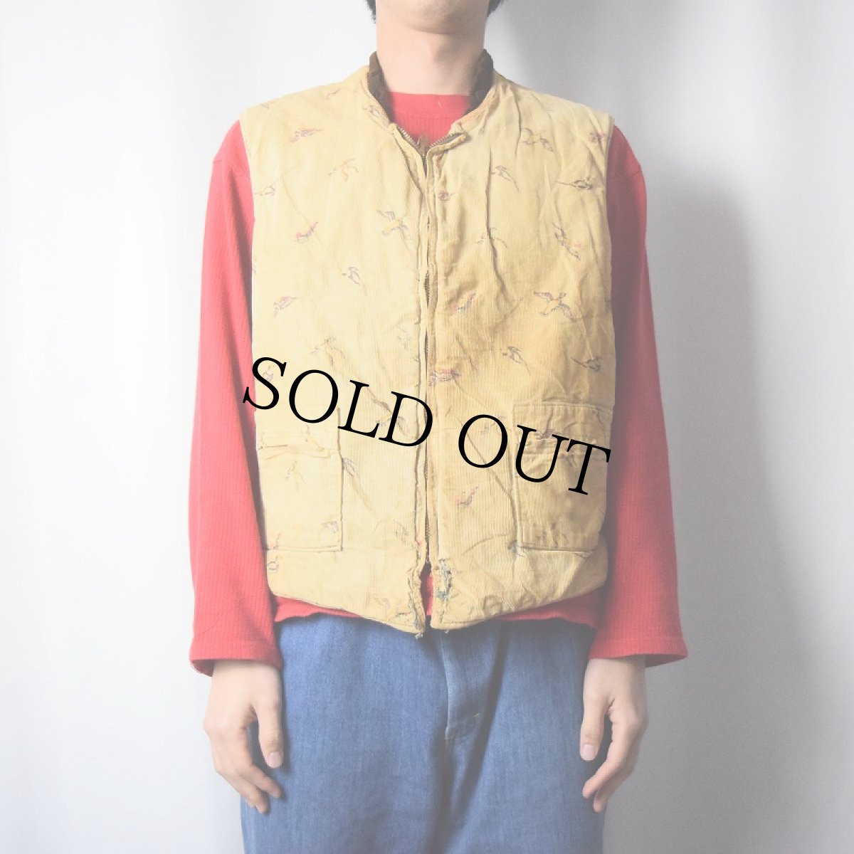 画像2: 50〜60's UTICA DUXBAK 鳥柄 コーデュロイハンティングベスト (2)