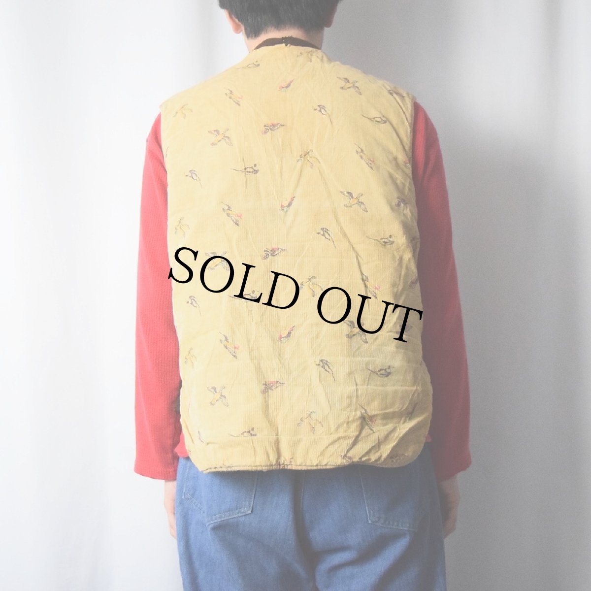 画像3: 50〜60's UTICA DUXBAK 鳥柄 コーデュロイハンティングベスト (3)