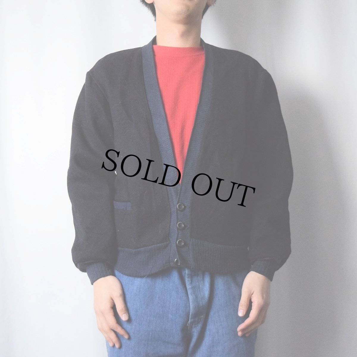 画像2: 50's〜 THE ORIGINAL CARDAJAC メルトンウールカーディガン NAVY S (2)