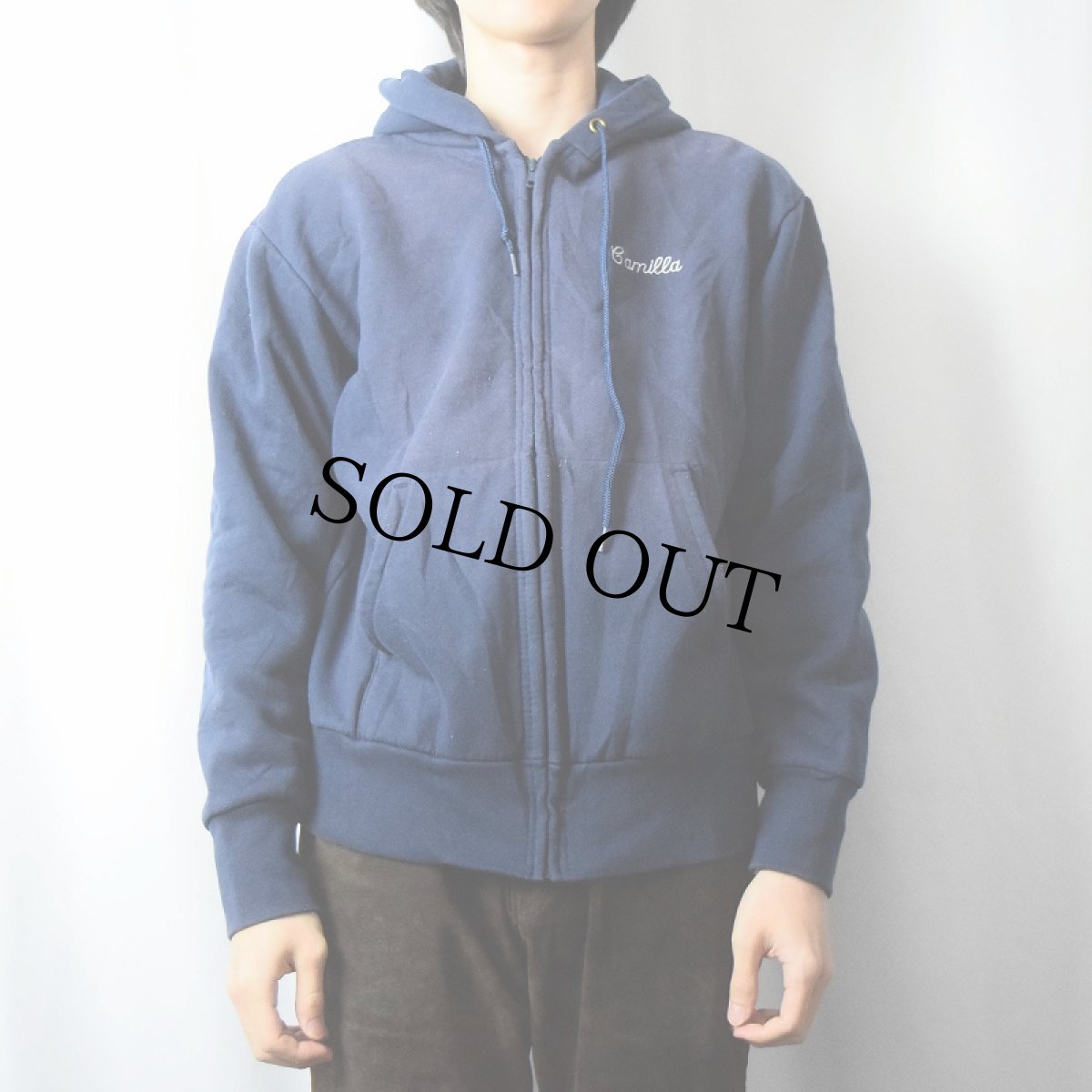 画像3: 90's CAMBER USA製 "PIEROS" 裏サーマル プリントスウェットジップパーカー NAVY M (3)