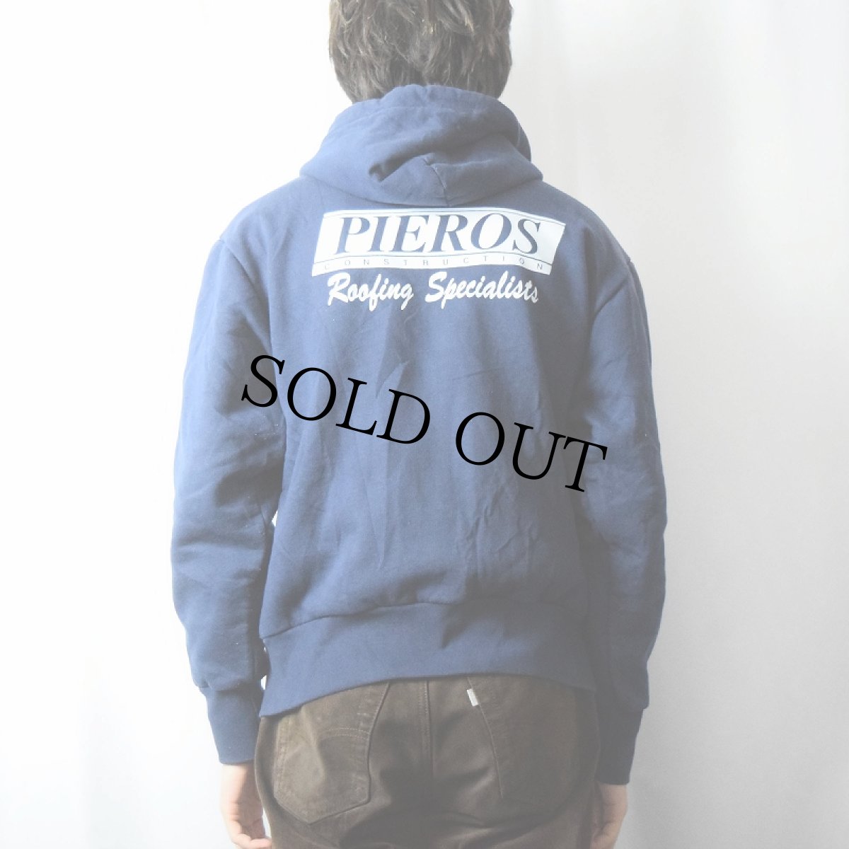 画像4: 90's CAMBER USA製 "PIEROS" 裏サーマル プリントスウェットジップパーカー NAVY M (4)