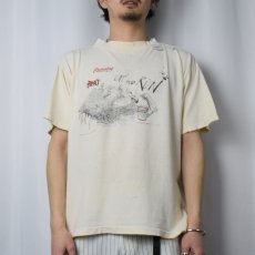 画像2: 80's Ralph Steadman "Running magazine EAT AND RUN" アートプリントTシャツ  (2)