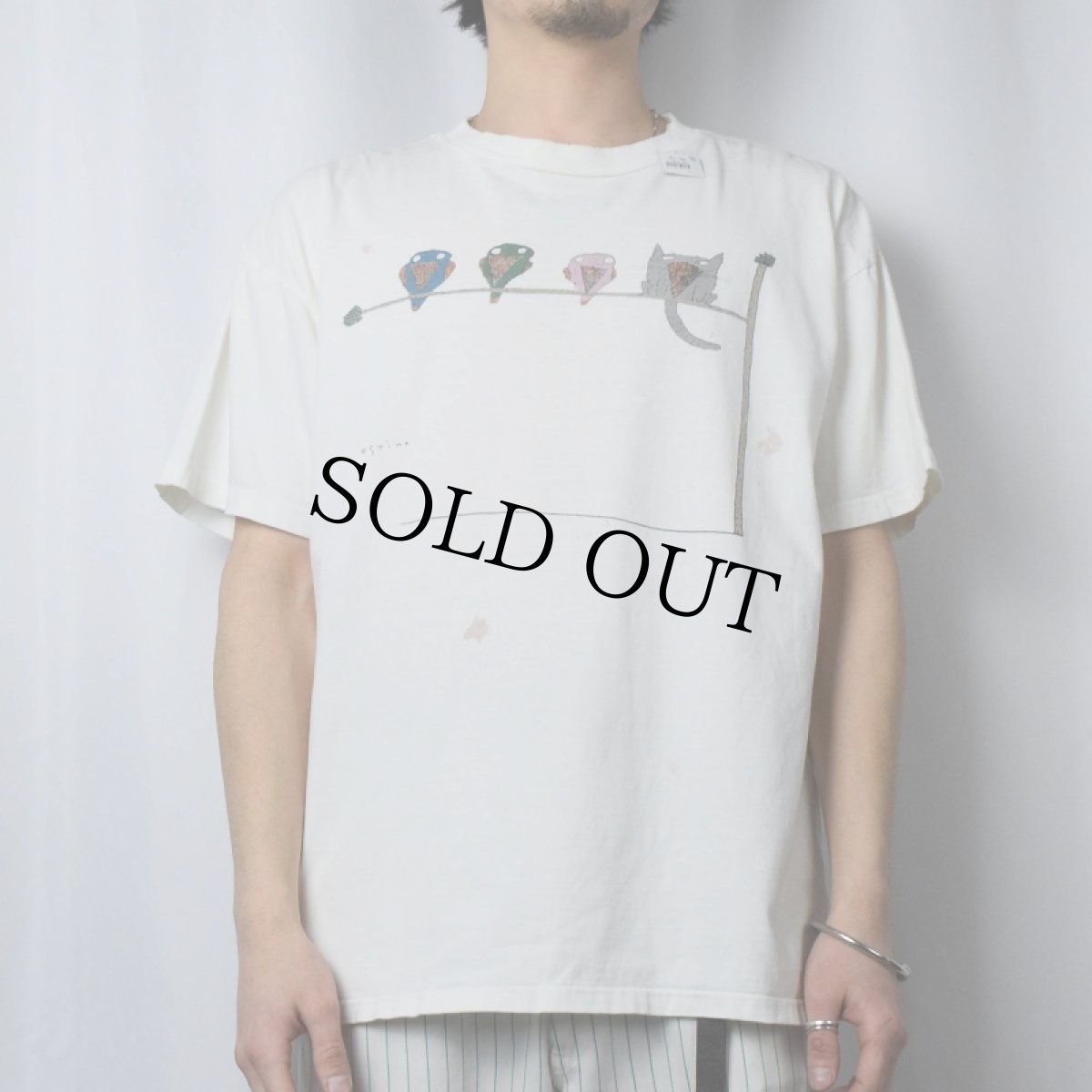 画像3: 90's Richard Stine "Cat Beak" アートプリントTシャツ XL (3)