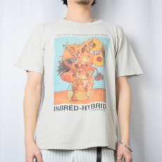 画像2: 90's RON ENGLISH "Vincent Van Gogh Sunflowers × Jeff Koons Rabbit" アートプリントTシャツ  (2)