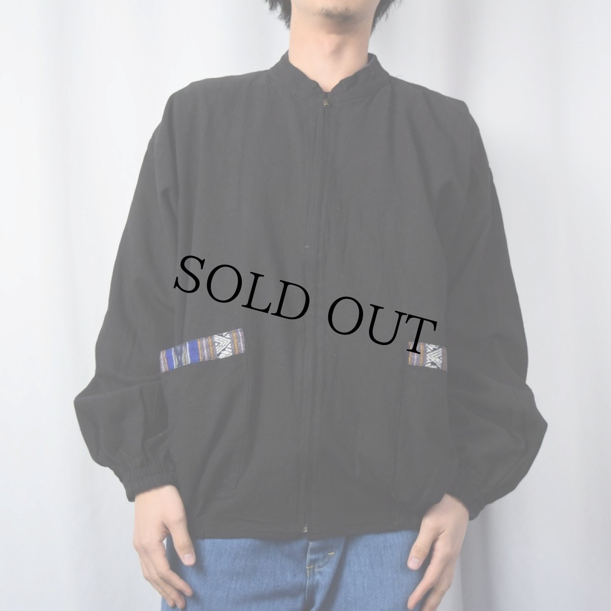 画像5: 民族柄 リバーシブル コットンジップジャケット XL (5)