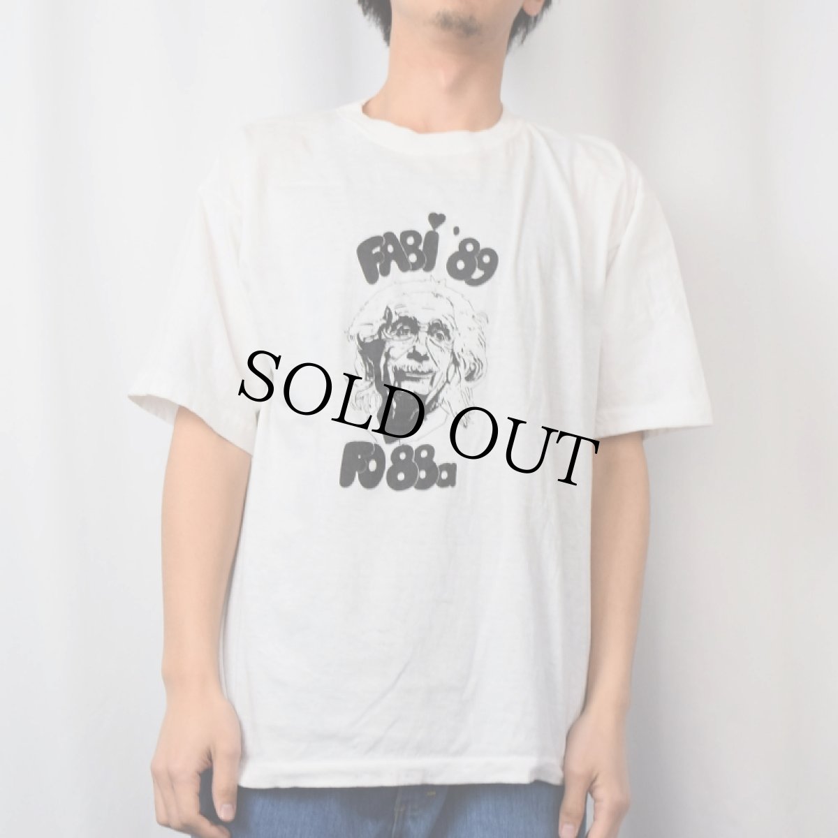 画像2: 80's Albert Einstein "FABI '89" プリントTシャツ XL (2)