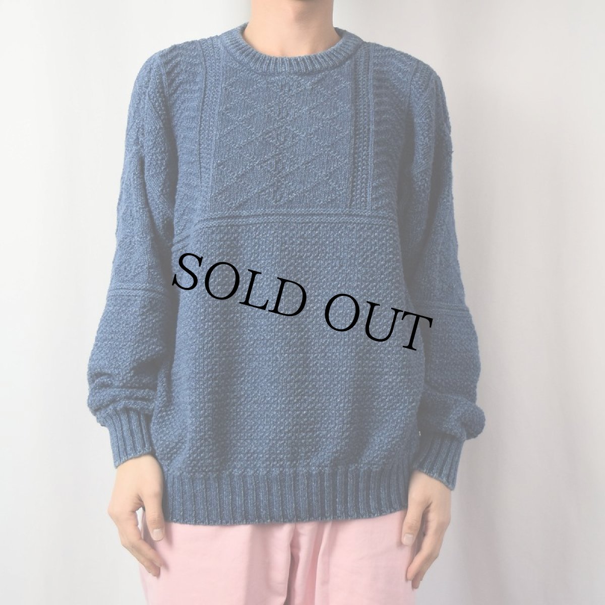 画像2: 80's Eddie Bauer USA製 インディゴコットンニットセーター NAVY L (2)