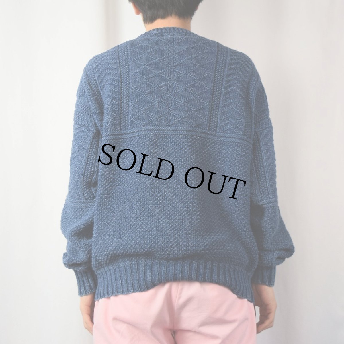 画像3: 80's Eddie Bauer USA製 インディゴコットンニットセーター NAVY L (3)