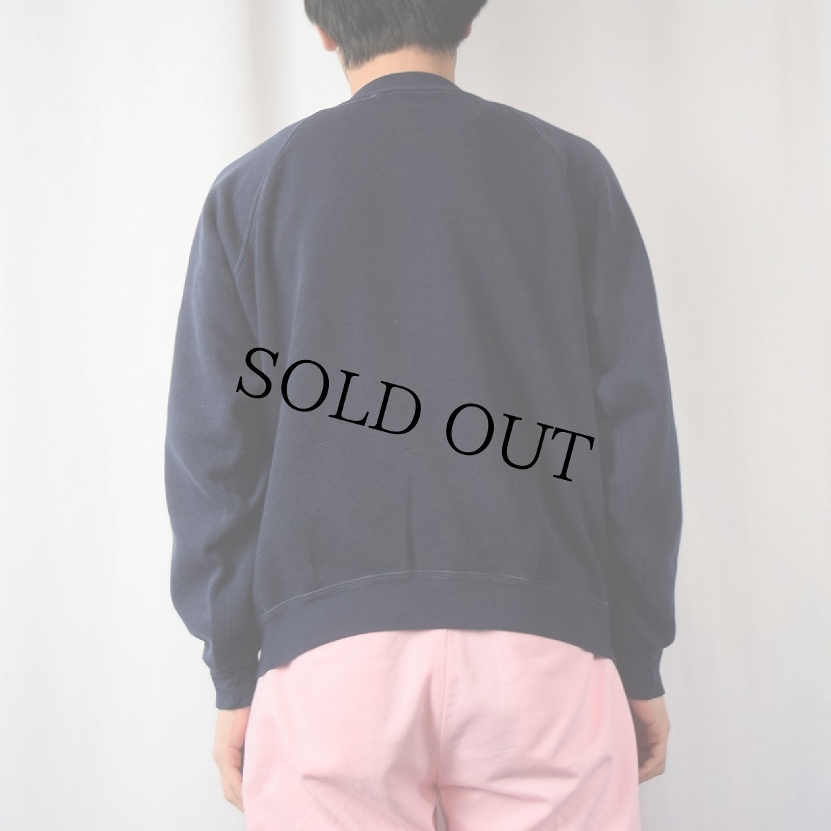 画像3: 80's sportswear USA製 無地ラグランスウェット NAVY L (3)