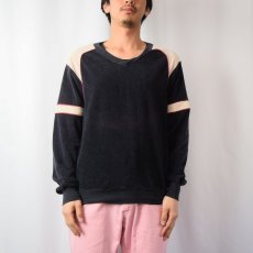 画像2: 70〜80's CALIFORNIA for JCPenney Vネック ベロアスウェット NAVY  (2)