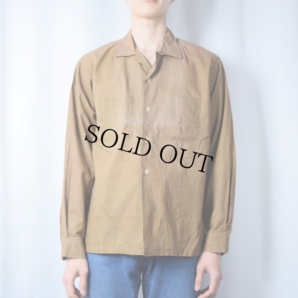 画像2: 50's Sunset 千鳥柄 オープンカラーシャツ L (2)