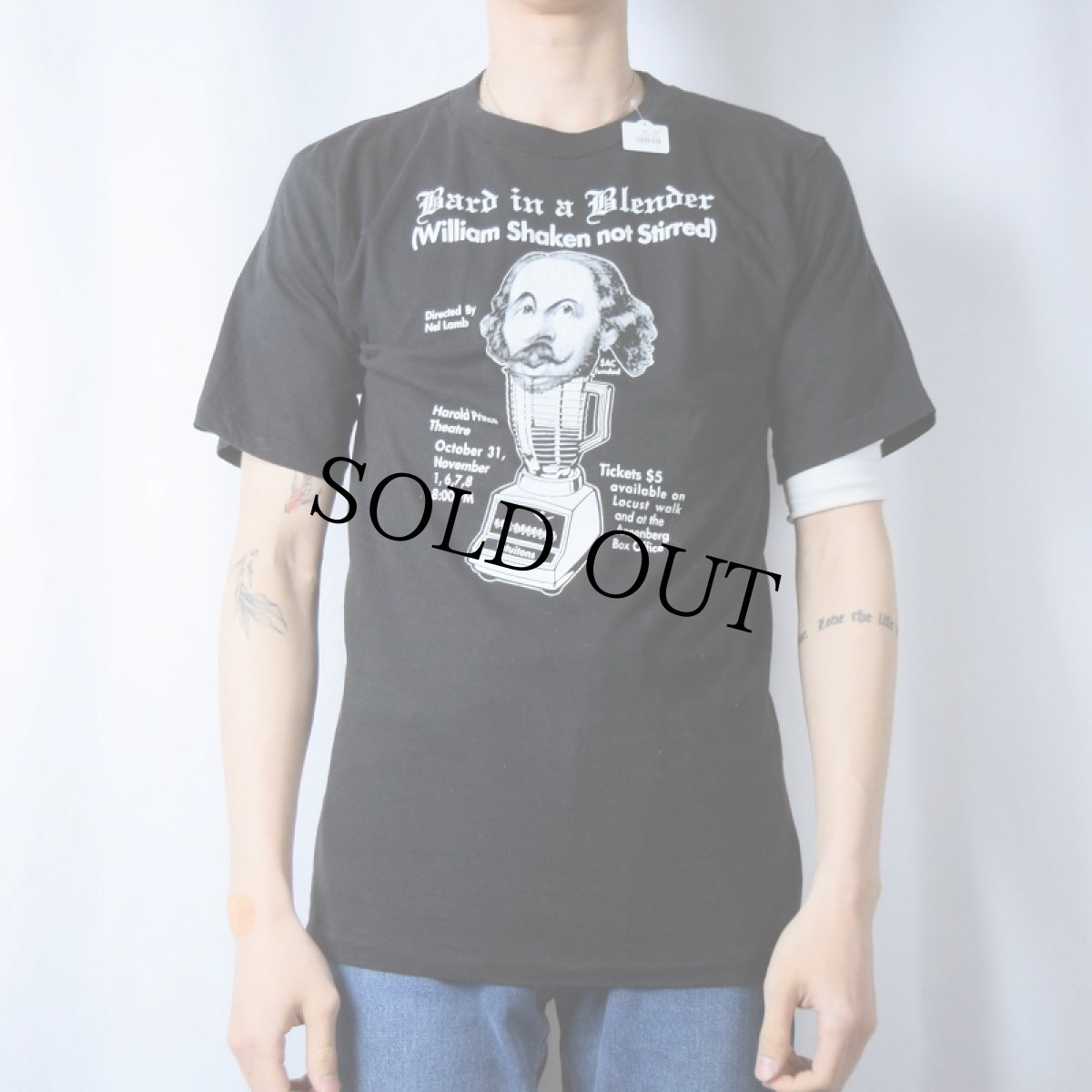 画像2: 80〜90's USA製 "William Shaken not Stirred" パロディプリントTシャツ BLACK M (2)