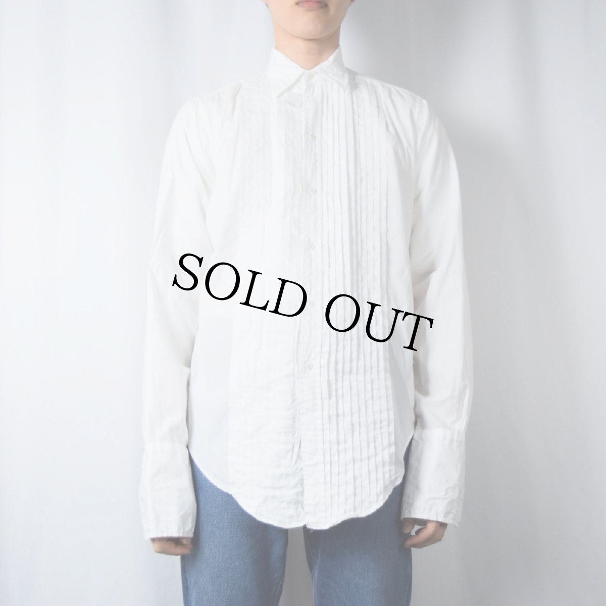 画像2: 90's Brooks Brothers USA製 ダブルカフス プリーツデザインドレスシャツ SIZE 15-5 (2)