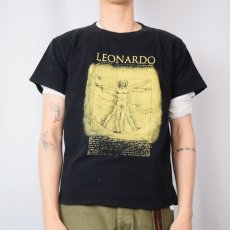 画像2: LEONARD DE VINCI ウィトルウィウス的人体図 アートプリントTシャツ BLACK M (2)