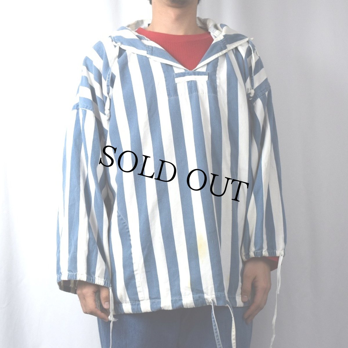 画像2: 90〜2000's L.A.BLUES ストライプ柄 コットンプルオーバージャケット (2)