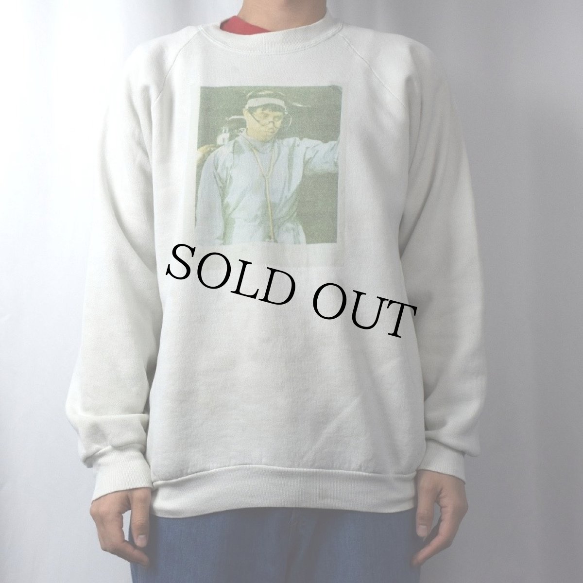 画像2: 80's USA製 フォトプリント ラグランスウェット XL (2)