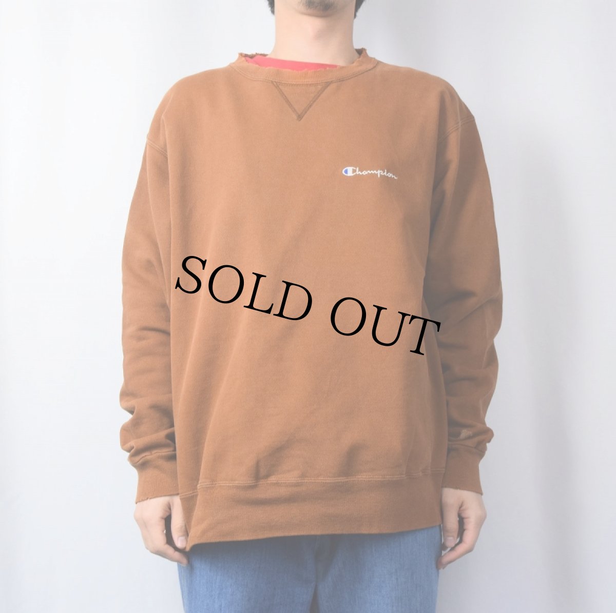 画像2: 90's Champion USA製 ロゴ刺繍 前Vスウェット XL (2)