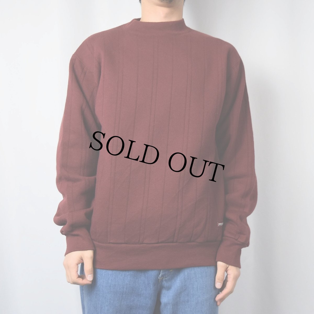 画像2: 90's JANSPORT USA製 ストライプデザイン モックネックスウェット M (2)