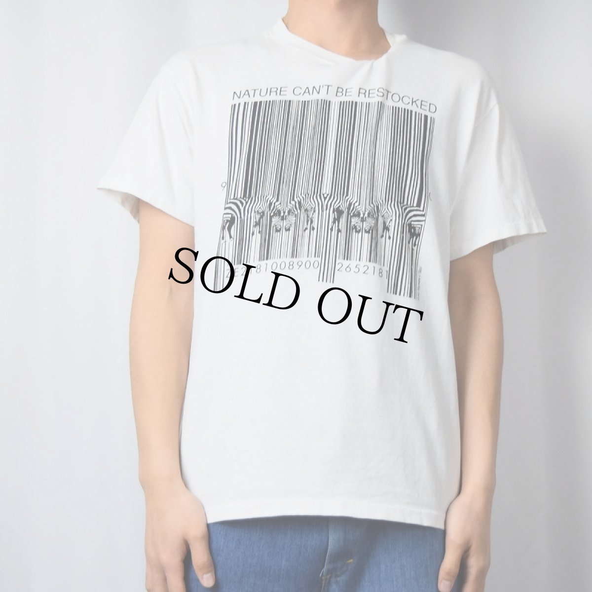 画像2: 90's USA製 "NATURE CAN'T BE RESTOCKED" 騙し絵 メッセージプリントTシャツ M (2)