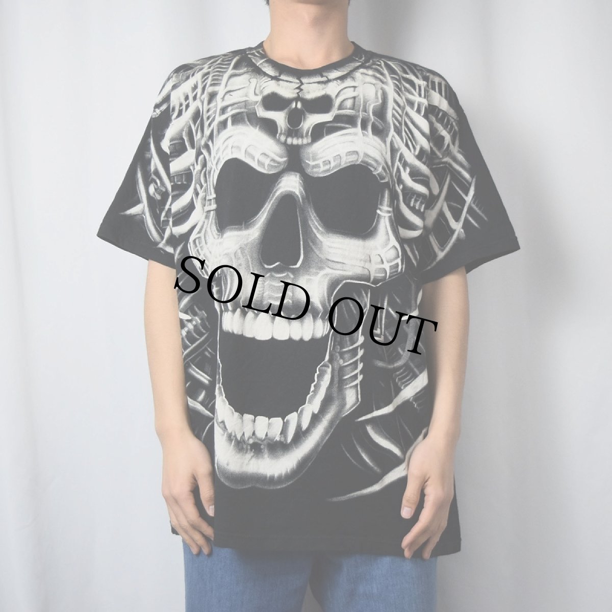画像3: 2000's LIQUID BLUE USA製 スカル 大判プリントTシャツ XL (3)