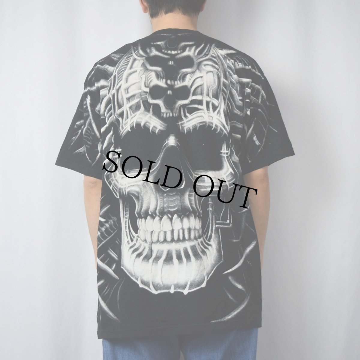 画像4: 2000's LIQUID BLUE USA製 スカル 大判プリントTシャツ XL (4)