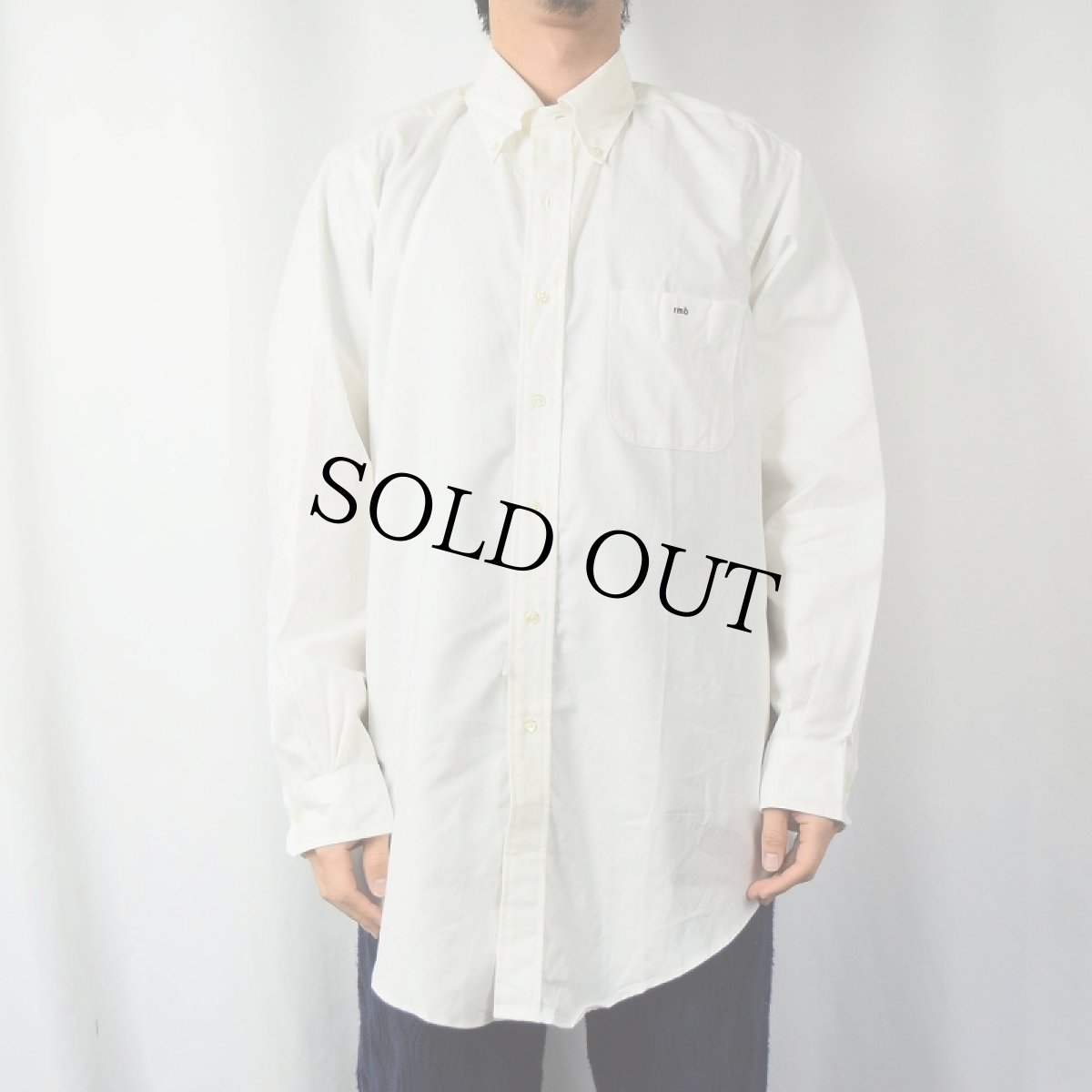 画像2: 90's Brooks Brothers USA製 "rmb" 刺繍 コットンボタンダウンシャツ SIZE16 1/2-3 (2)