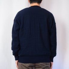 画像3: 70〜80's CHEMISE LACOSTE FRANCE製 ロゴ刺繍ニットカーディガン NAVY  (3)