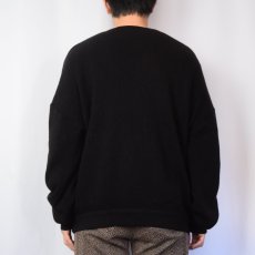 画像3: 70〜80's CHEMISE LACOSTE FRANCE製 Vネック アクリル×ウールニットセーター BLACK SIZE6 (3)