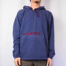 画像2: 90's UMBRO USA製 ロゴ刺繍 スウェットフーディー NAVY M (2)