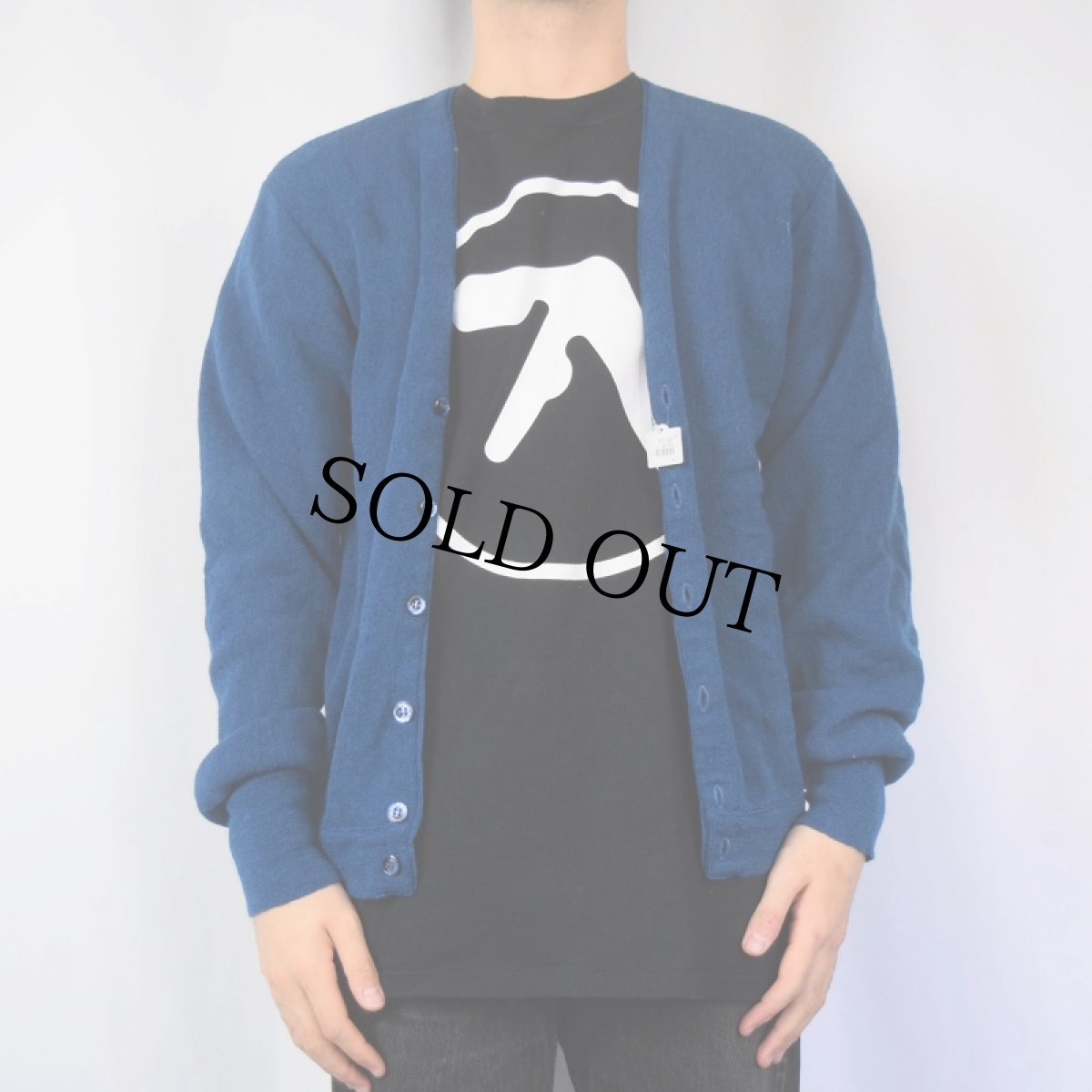 画像2: 60's SKM アルパカ ×ウール ニットカーディガン M (2)