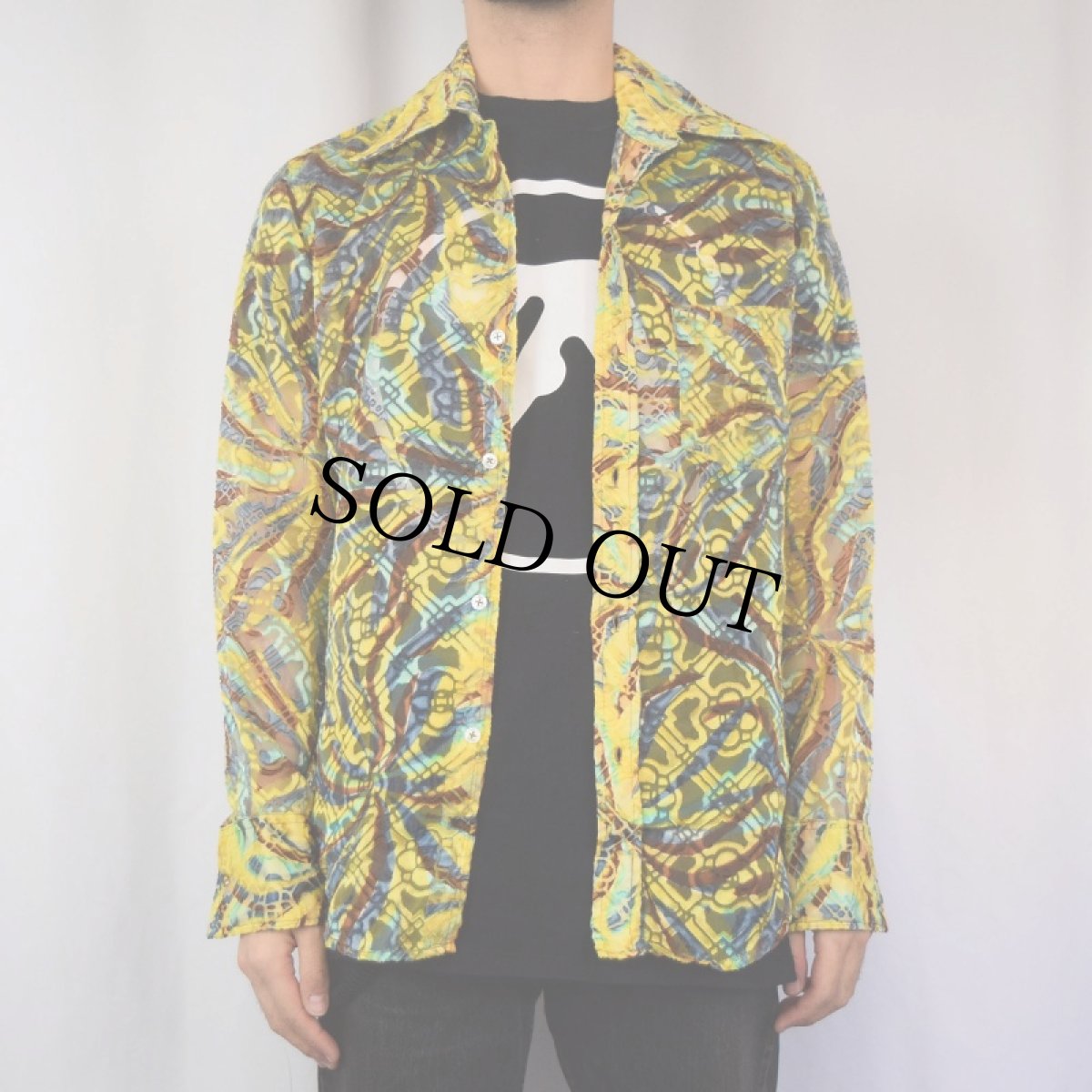 画像3: 〜70's ALVON'S 総柄 シースルーシャツ (3)