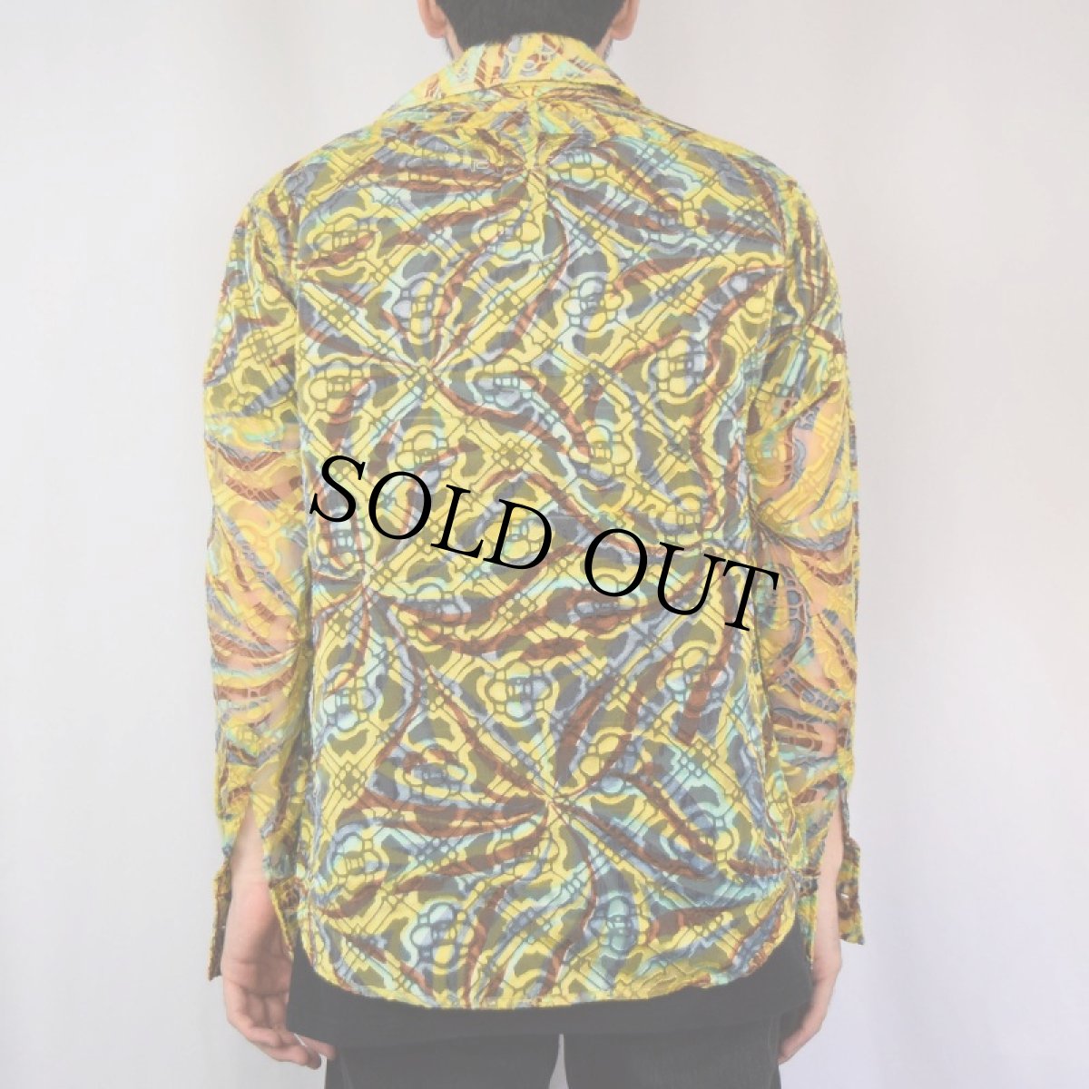 画像4: 〜70's ALVON'S 総柄 シースルーシャツ (4)