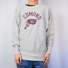 画像2: 70's Champion 青単色タグ REVERSE WEAVE USA製 "EDMOND" ウィングフットプリントスウェット L (2)