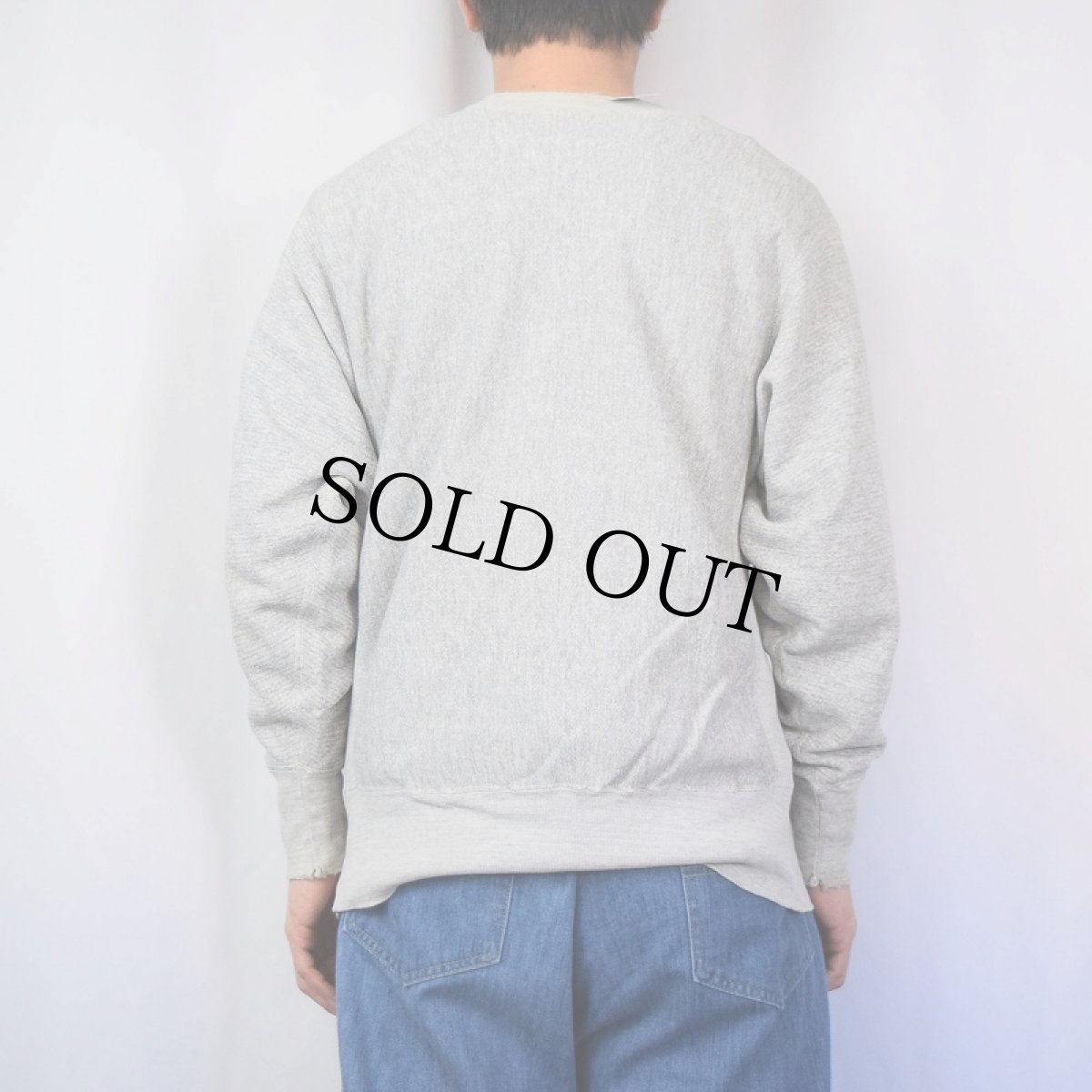 画像3: 70's Champion 青単色タグ REVERSE WEAVE USA製 "EDMOND" ウィングフットプリントスウェット L (3)