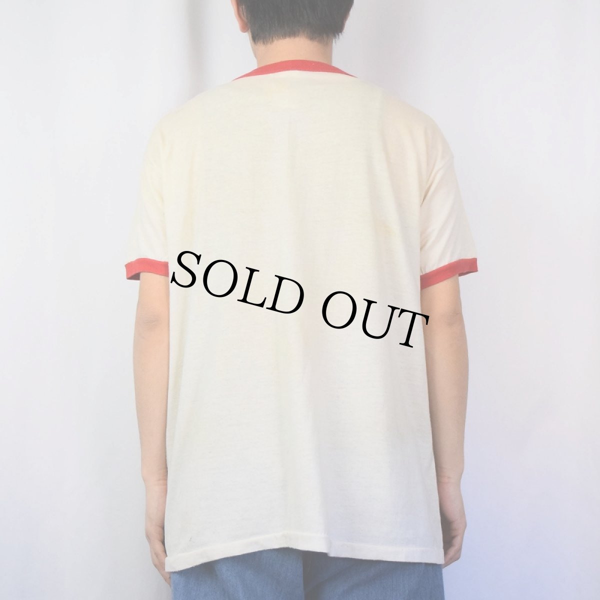 画像3: 70's RUSSEL ATHELETIC 金タグ USA製 "風車NIKE" プリントリンガーTシャツ XL (3)