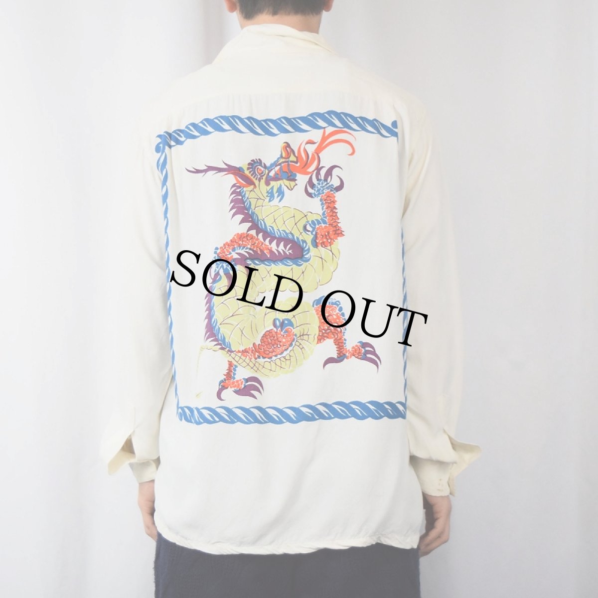 画像4: 50's Artvogu "Dragon Panel" 長袖ハワイアンシャツ M (4)