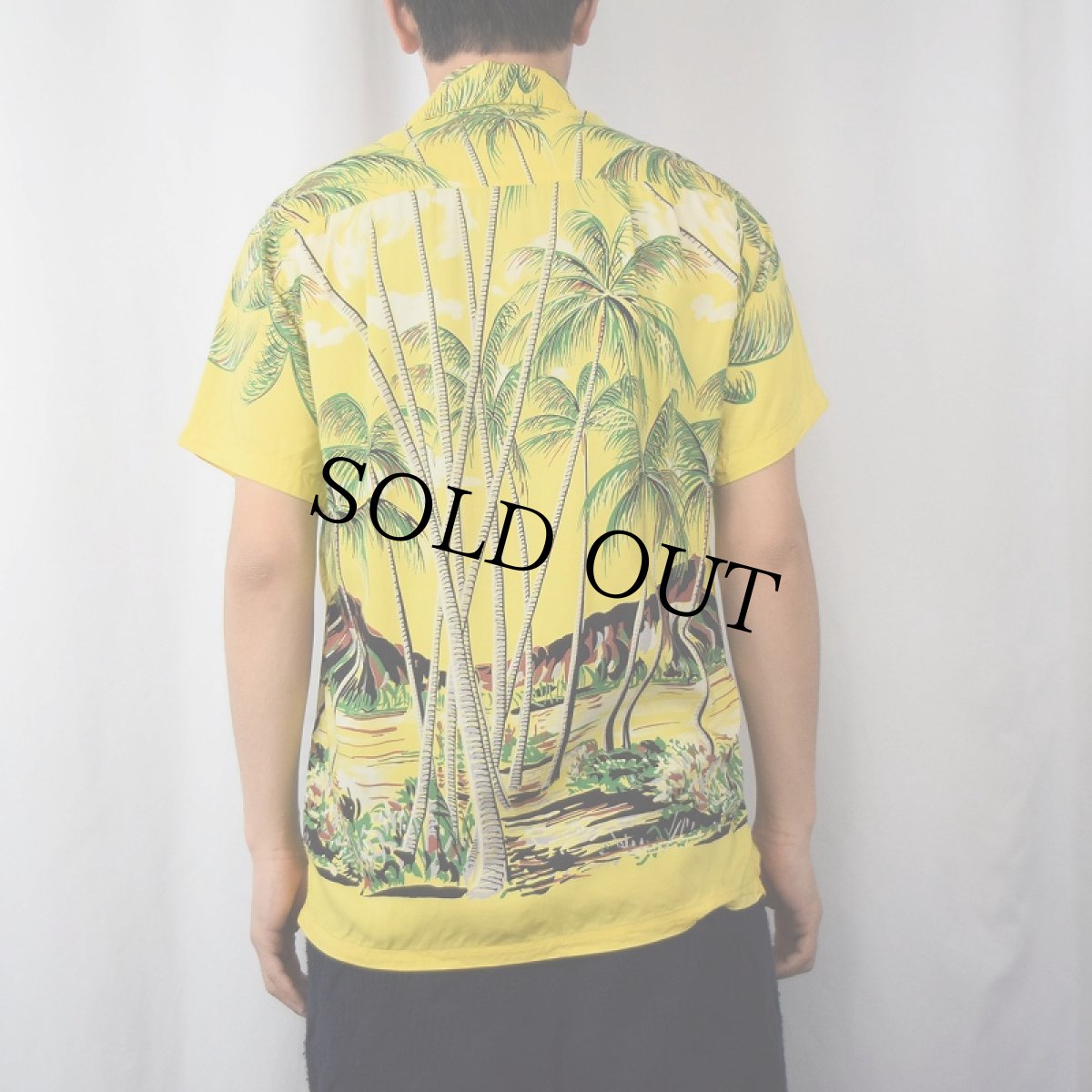 画像4: 40's DUKE KAHANAMOKU "Parms" ホリゾンタルパターン ハワイアンシャツ (4)