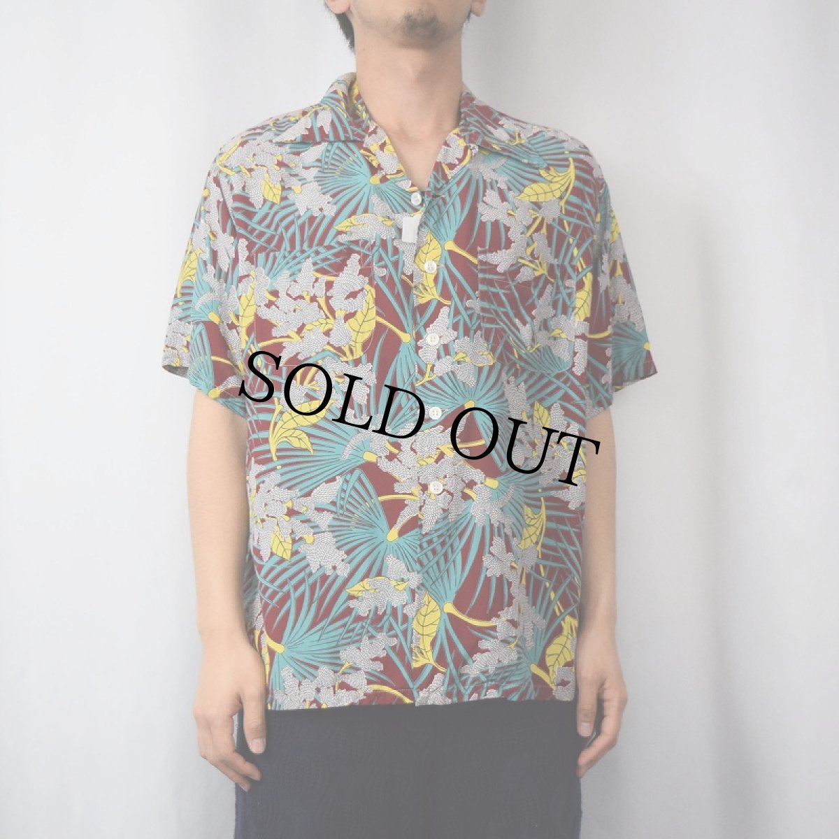 画像3: 40's DUKE KAHANAMOKU オールオーバーパターン ハワイアンシャツ L (3)