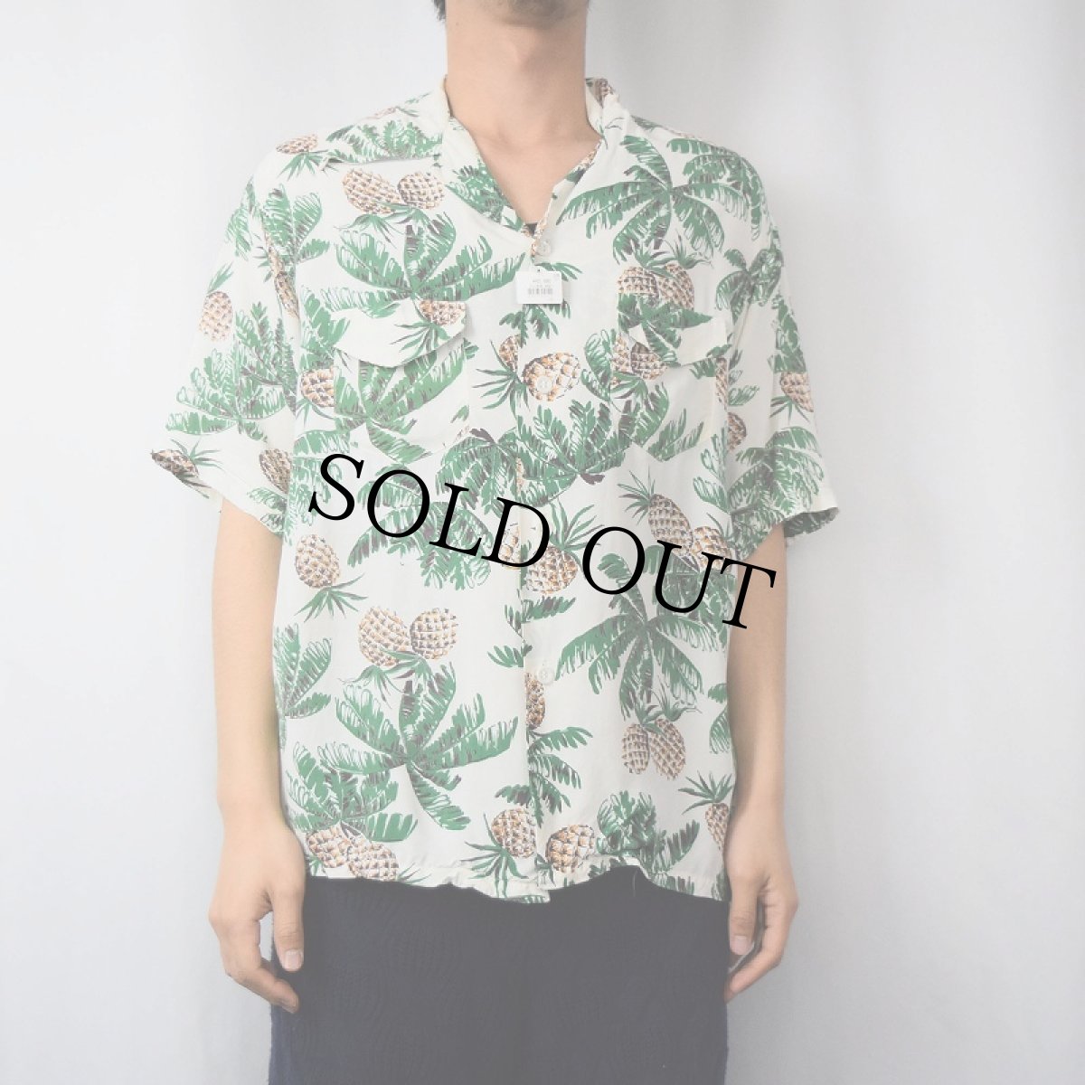 画像3: 50's Random Wear "Pineapple" オールオーバーパターン レーヨンハワイアンシャツ (3)
