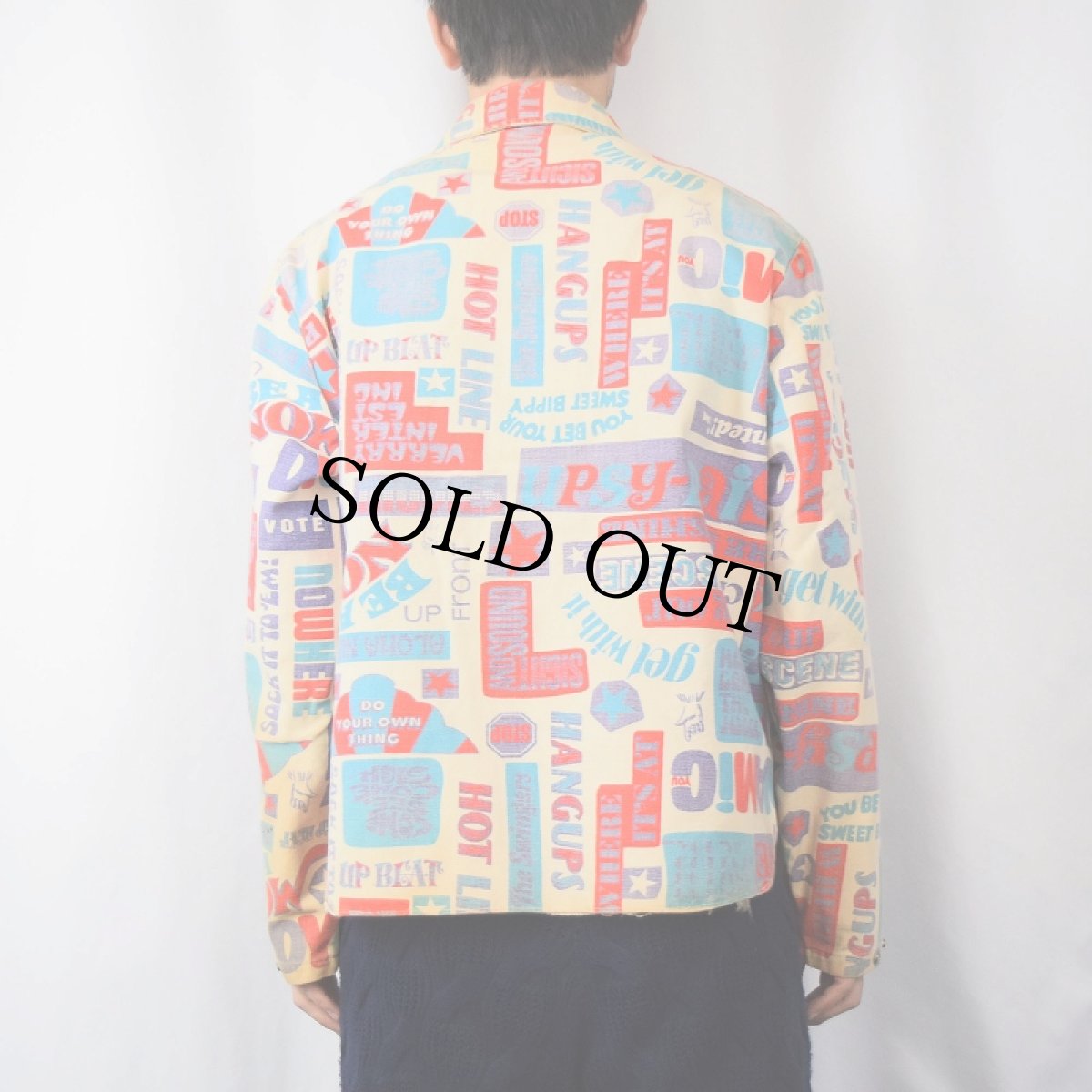 画像3: 60〜70's ポップアート 総柄コットンジャケット L (3)