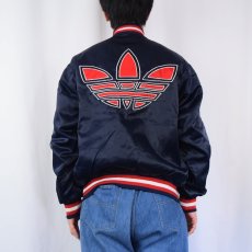 画像4: 80's adidas TAIWAN製 ロゴ刺繍 ナイロンスタジャン NAVY M (4)