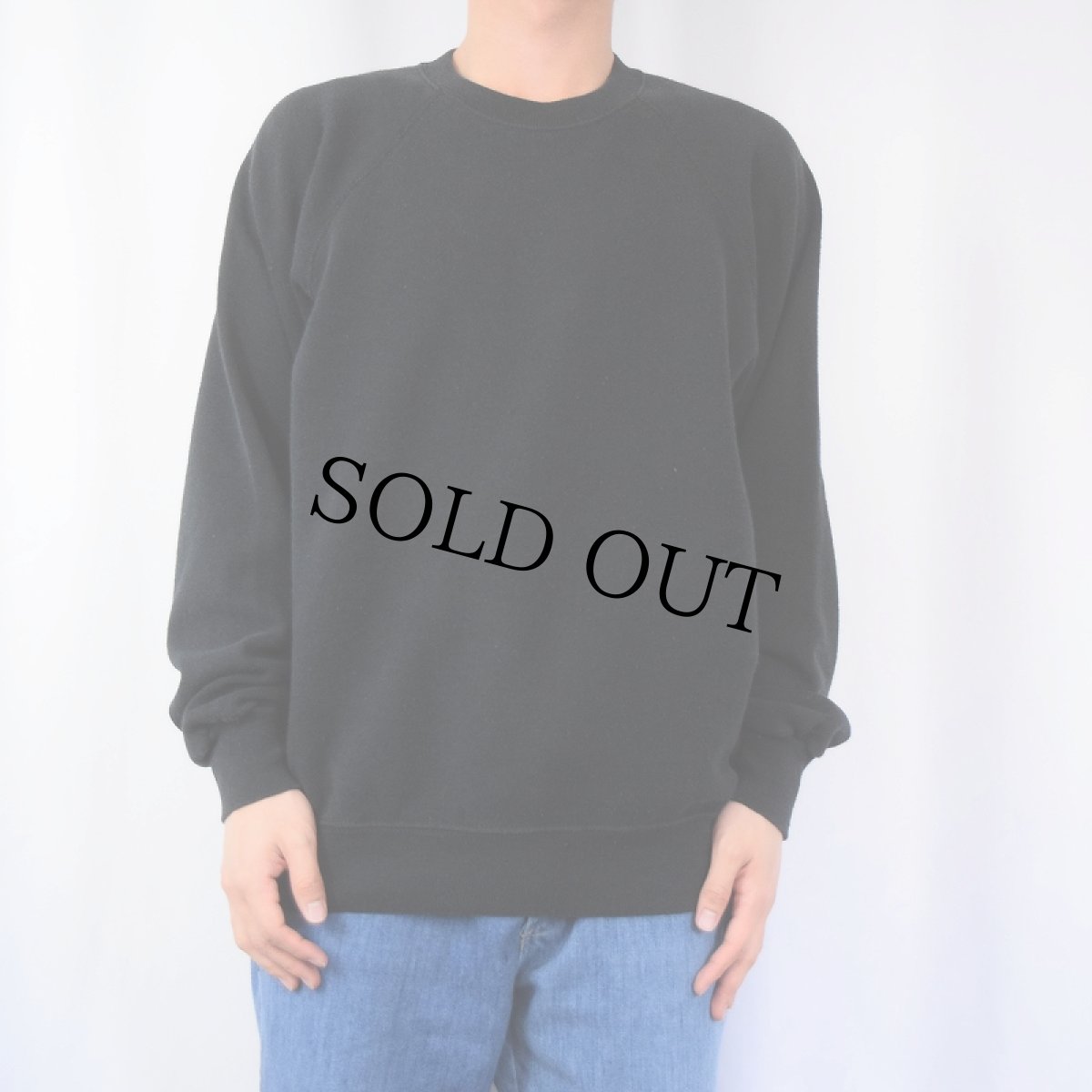 画像2: 80's Lee USA製 無地ラグランスウェット BLACK XLT (2)