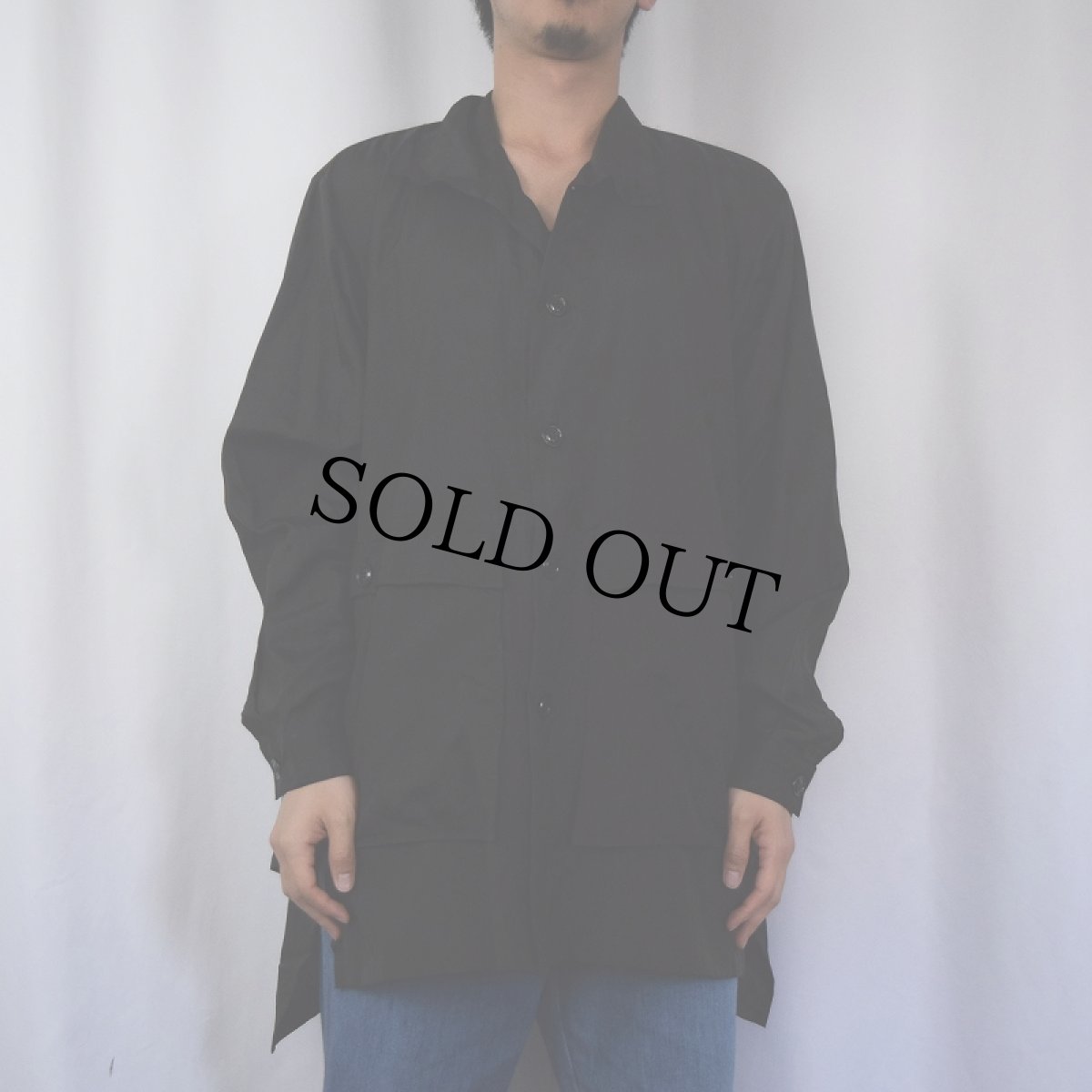 画像2: monitaly USA製 デザインナイロンシャツジャケット BLACK S (2)