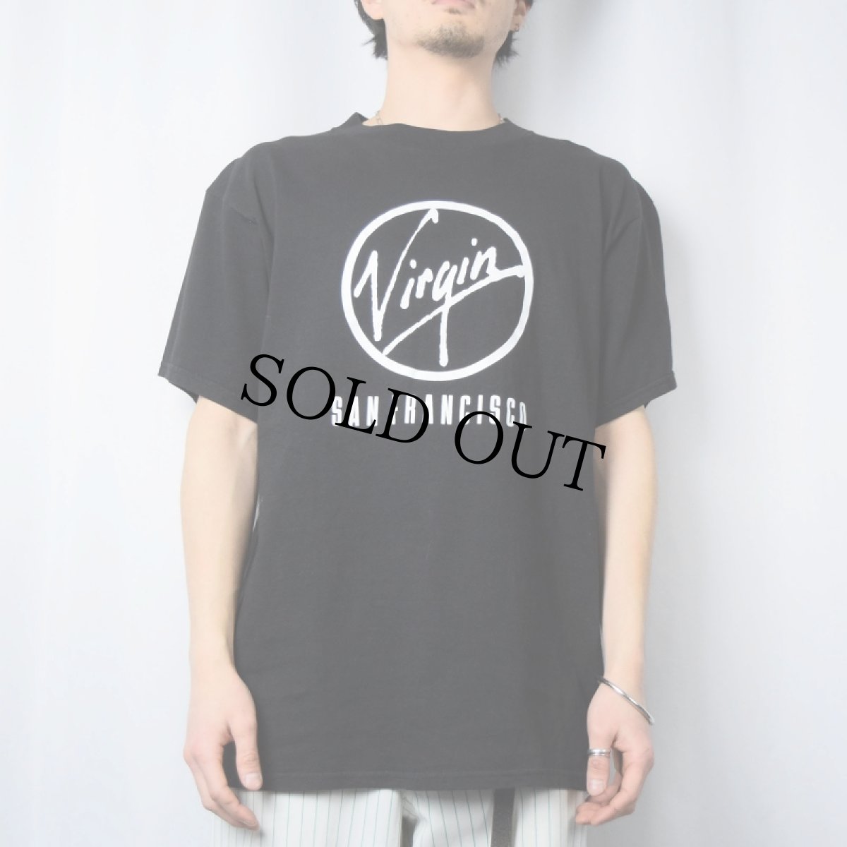 画像2: 90's Virgin Records ロゴプリント Tシャツ L (2)