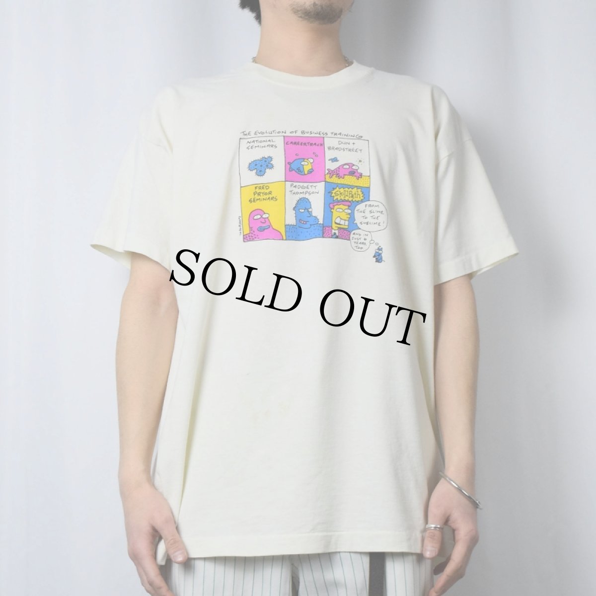 画像2: 90's USA製 "THE EVOLUTION OF BUSINESS TRAINING" シュールイラストTシャツ XL (2)