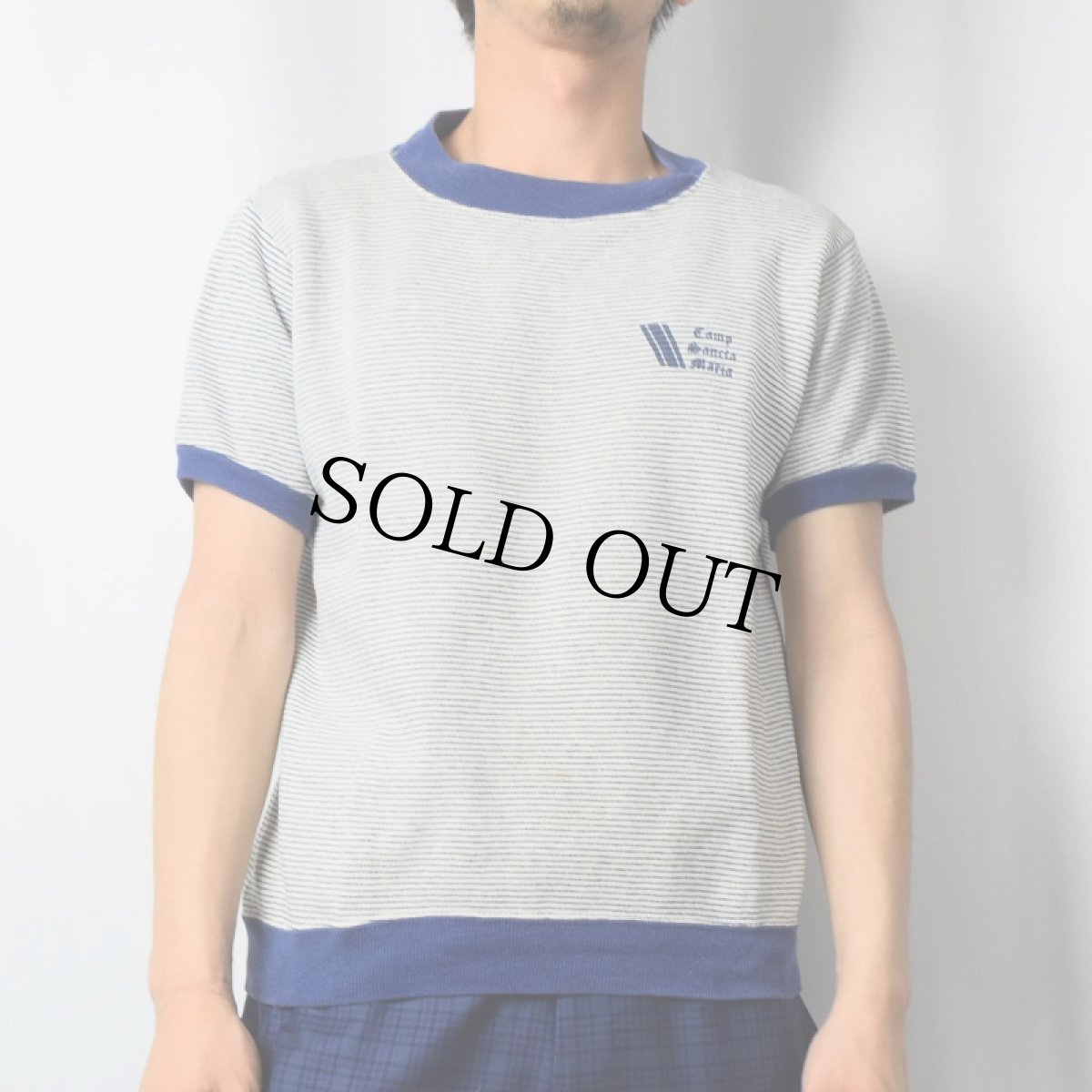 画像2: 60's Champion C中ランタグ ボーター柄 染み込みプリント 半袖スウェット M (2)