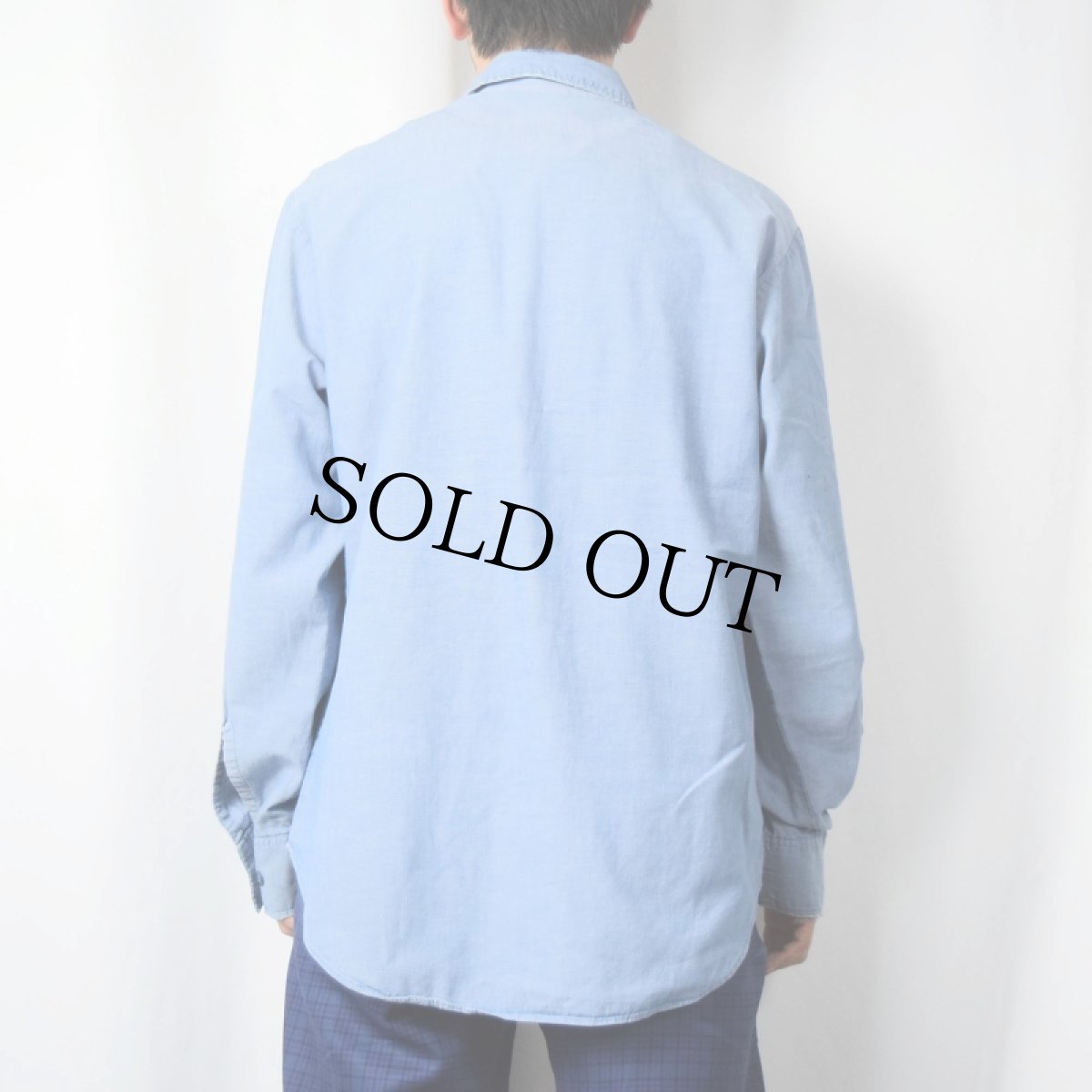 画像3: 70's U.S.NAVY ステンシル入り シャンブレーシャツ M (3)