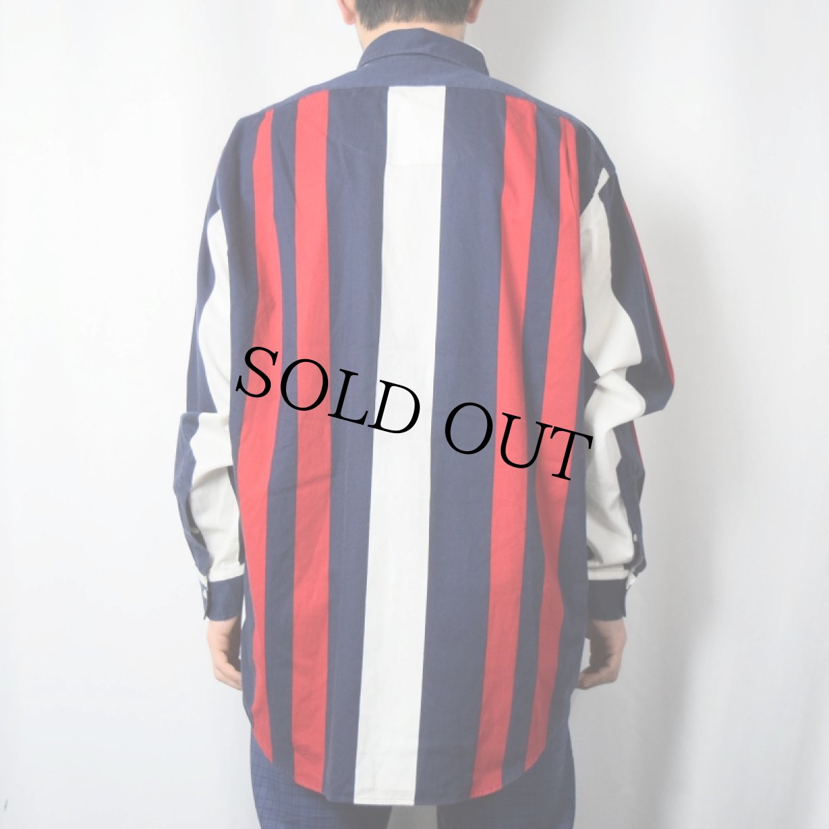 画像3: Ralph Lauren "BLAIRE" ロゴ刺繍 マルチストライプ柄 コットンボタンダウンシャツ M (3)