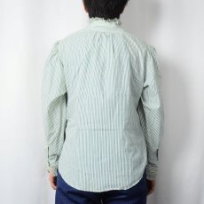画像3: 【SALE】 70's COUNTRY SOPHISTICATES USA製 マルチストライプ柄 フリルデザイン スタンドカラーシャツ SIZE14 (3)